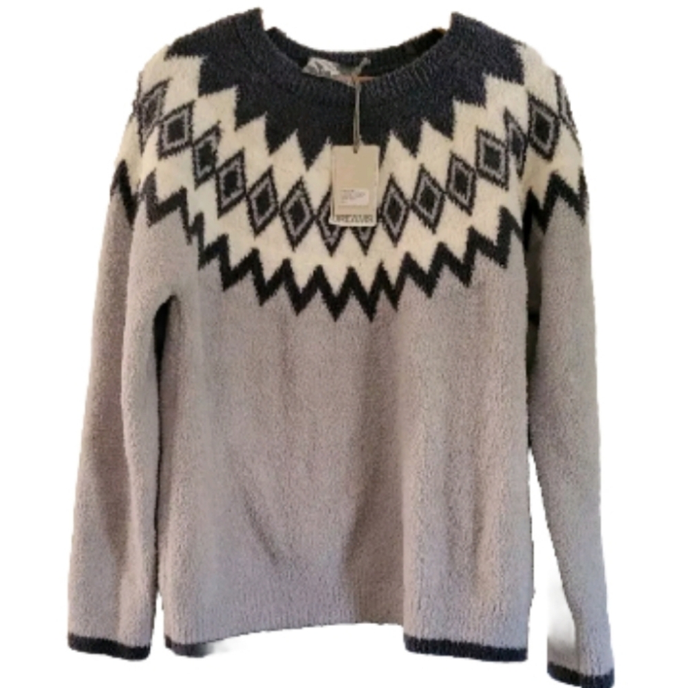 Barefoot Dreams CozyChic Nordic Pullover Sweater Ocean Multi Super Soft Cozy NWT - Picture 12 of 12